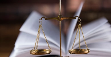 Scales of justice, law gavel