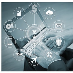 Internet of things concept with businessman