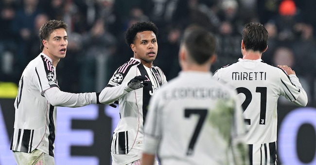Weston McKennie della Juventus esulta dopo aver segnato il gol (1-0) durante la partita di calcio di Uefa Champions League Juventus FC vs Pafos FC all'Allianz Stadium di Torino, 10 dicembre 2025 ANSA/ALESSANDRO DI MARCO