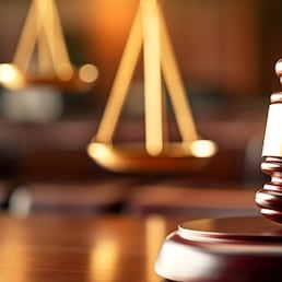 Law and authority lawyer concept, judgment gavel hammer in court courtroom for crime judgement legislation and judicial decision, judge having justice of punishment guilt - ai generated