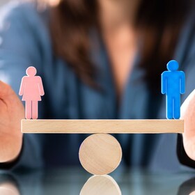 Equal Gender Seesaw Balance. Job Sex Parity