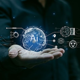 AI artificial intelligence technology intelligent robot by entering commands to create something future technology change AI chat assistant secretary