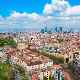 Milan aerial panoramic view. Milan is a capital of Lombardy and the second most populous city in Italy.