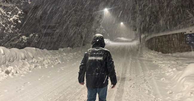 La bufera di nevea Prato Nevoso, nel Cuneese.  ANSA/SCUOLA SCI SNOW ACADEMY PRATO NEVOSO 
