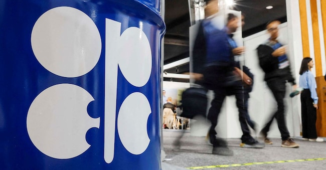 Persone passano davanti a un'installazione raffigurante un barile di petrolio con il logo dell'Organizzazione dei Paesi Esportatori di Petrolio (OPEC) durante la conferenza delle Nazioni Unite sui cambiamenti climatici COP29 a Baku, Azerbaigian, il 19 novembre 2024. REUTERS/Maxim Shemetov/Foto d'archivio