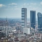 Le tre torri di Citylife nello skyline di Milano visto da Palazzo Lombardia, Milano 15 Settembre 2025
ANSA/MATTEO CORNER