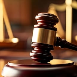 Law and authority lawyer concept, judgment gavel hammer in court courtroom for crime judgement legislation and judicial decision, judge having justice of punishment guilt - ai generated