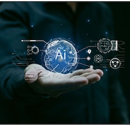 AI artificial intelligence technology intelligent robot by entering commands to create something future technology change AI chat assistant secretary