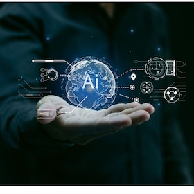 AI artificial intelligence technology intelligent robot by entering commands to create something future technology change AI chat assistant secretary