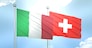 3D Flag of Italy and Switzerland on Blue Sky with Sun Shine
