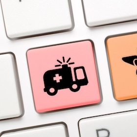 Colorful ambulance key on keyboard