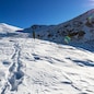 Hikers in the winter mountains