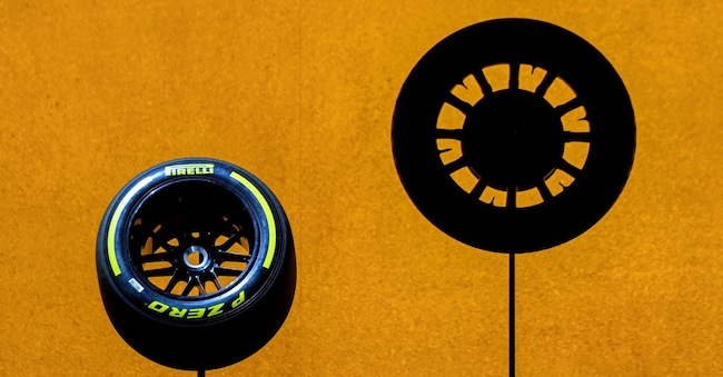 FILE PHOTO: Tires are seen during the 150th anniversary celebration of Italian tyremaker Pirelli in Milan, Italy, January 28, 2022. REUTERS/Flavio Lo Scalzo/File Photo