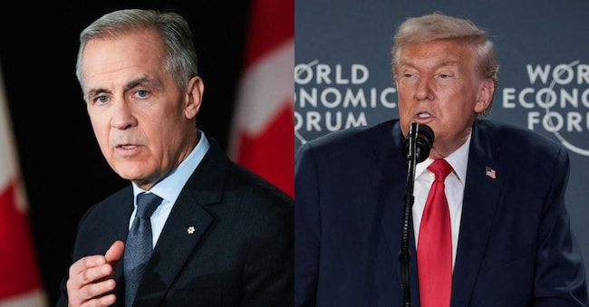 Da sinistra, il primo ministro canadese Mark Carney e il presidente degli Stati Uniti Donald Trump