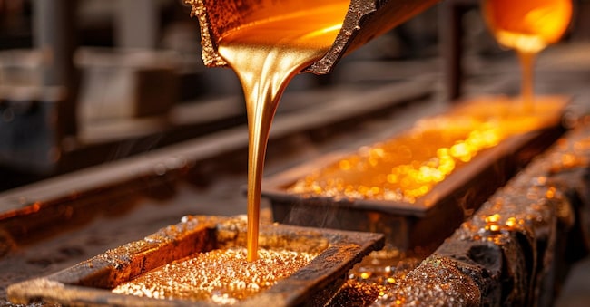 Stampo lingotti d'oro fusione fuso forma lingotto generate ai ia crogiolo