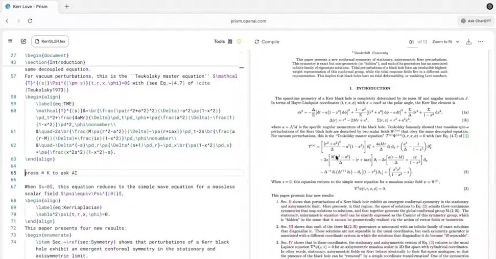 Ecco Prism, il modello targato OpenAi per accelerare la ricerca scientifica