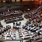 Panoramica dell'aula di Montecitorio,durante il seguito della discussione del disegno di legge per l'adempimento degli obblighi derivanti dall'appartenenza dell'Italia all'Unione Europea- Legge europea 2014 (C. 2977-A), Roma, 9 giugno 2015. ANSA/MAURIZIO BRAMBATTI