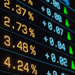 Close up sheet with interest rates, coupon and yields. Investment, corporate or governemnt bonds, stock exchange. 3D illustration