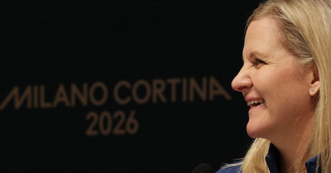  La presidente del Cio Kirsty Coventry durante la prima conferenza stampa delle Olimpiadi invernali di Milano Cortina