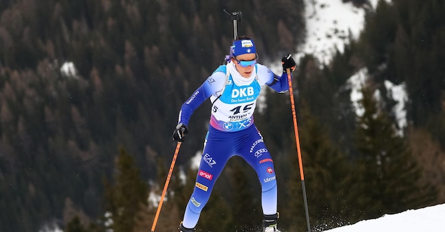 Rebecca Passler of Italy in action during the womenÃ?s 7.5km Sprint race at the IBU Biathlon World Cup in Antholz/Anterselva, Italy, 23 January 2025. ANSA/ANDREA SOLERO