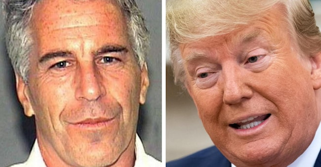 Una foto combo di Jeffrey Epstein  e Donald Trump (Ansa)