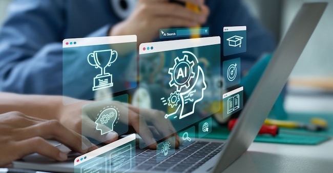 AI artificial intelligence, STEM. Teenage students engage in hands-on STEM education, building robots and learn to use artificial intelligence through coding and programming.STEM education concept.