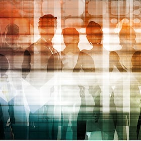 Empowered Professionals Working as a Team Concept