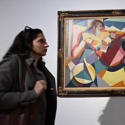 Una delle opere esposte alla mostra 'Il tempo del Futurismo' a Roma, 2 dicembre 2024. La mostra sarà visitabile dal 3 dicembre 2024 al 28 febbraio 2025 alla Galleria Nazionale d'Arte Moderna e Contemporanea.  ANSA/MAURIZIO BRAMBATTI