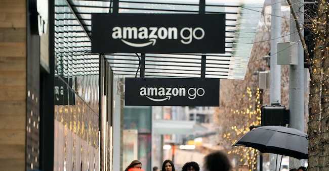 Signage for Amazon Go, outside of a retail location set to close, at a building on Amazon’s headquarters campus in Seattle, Washington, U.S., January 28, 2026.  REUTERS/David Ryder