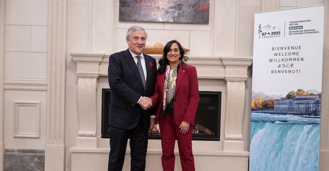 Il ministro degli Affari esteri Antonio Tajani e la Ministra degli Affari Esteri del Canada Anita Anand