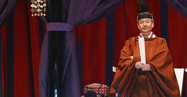 L’attuale imperatore del Giappone Naruhito, nel giorno della sua intronizzazione nel 2019.