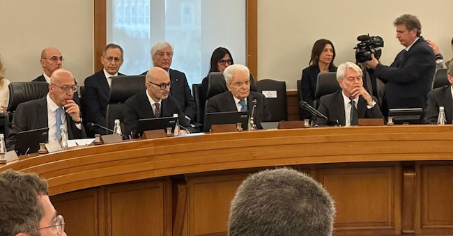 Il presidente della Repubblica, Sergio Mattarella, interviene al plenum del Csm, Roma, 18 febbraio 2026 ANSA / ufficio stampa Csm 