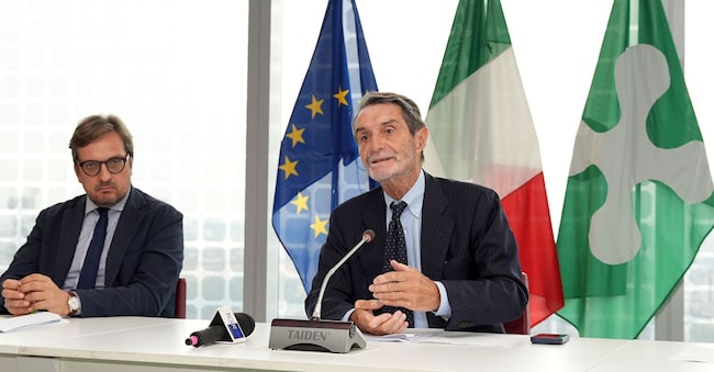 Guido Guidesi, assessore Regione Lombardia, e Attilio Fontana,  Presidente Regione Lombardia (Imagoeconomica)