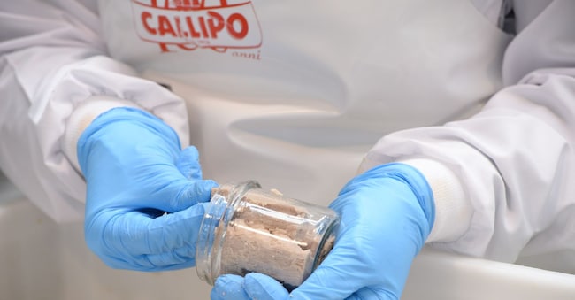 Una fase di confezionamento dei filetti di tonno Callipo