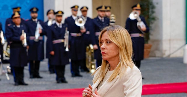 Italian Prime Minister Giorgia Meloni awaits the arrival of Cypriot President Nikos Christodoulides ahead of their meeting at Palazzo Chigi in Rome, Italy, 26 February 2026. ANSA/FABIO FRUSTACI
