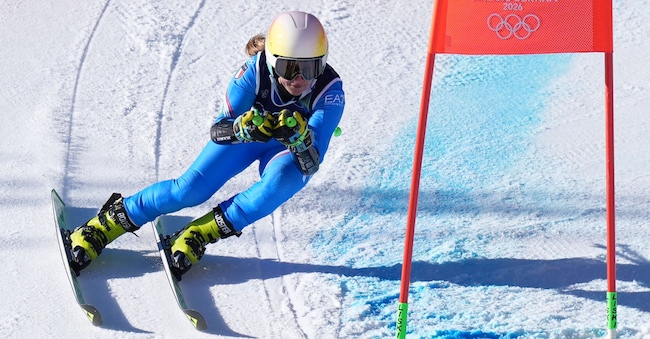 Lara Della Mea impegnata nello slalom di Cortina: è arrivata quarta a 5 centesimi dai due argenti a pari merito di Hector e Stjernesund. L’oro è andato a Federica Brignone (Spada/LaPresse)