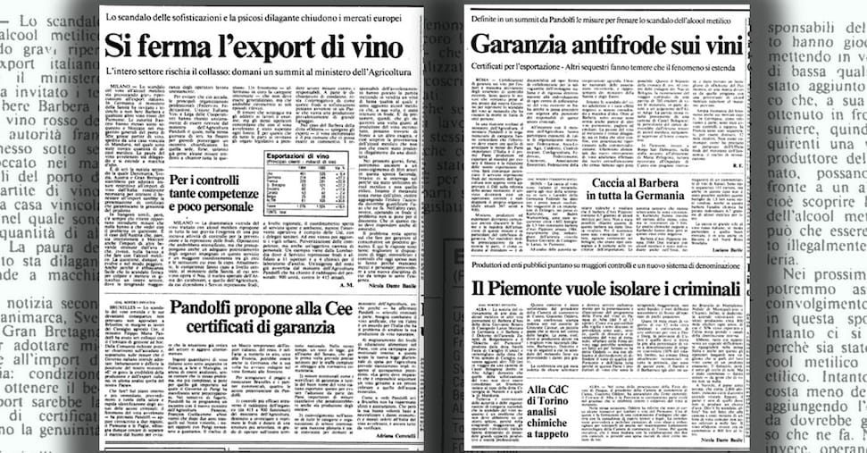 Vino al metanolo, a 40 anni dallo scandalo le bottiglie Doc e Igt sono passate dal 10% al 60% del totale Vino al metanolo, a 40 anni dallo scandalo le bottiglie Doc e Igt sono passate dal 10% al 60% del totale