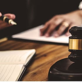 tribunal and justice concept, Consultation with insurance lawyer and customer