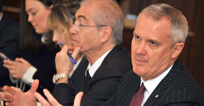 Incontro con Assoreti. Nella foto Massimo Doris, amministratore delegato di Banca Mediolanum e Marco Tofanelli, segretario generale di Assoreti. (IPP)