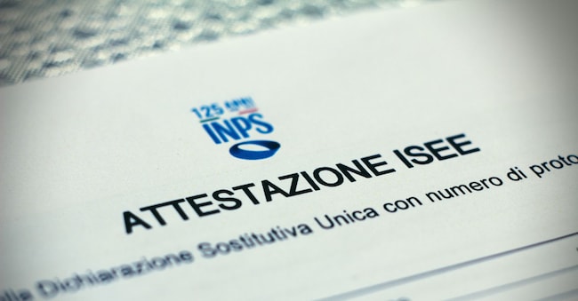 Florence, Italy, January 25th 2025, Low income university and family ISEE. Printed form, paper ISEE presentation.