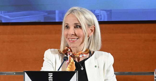 Lucia Aleotti, azionista e membro del Board di Menarini, durante la conferenza stampa presso la Camera di Commercio di Firenze in occasione dei 140 anni del Gruppo Menarini  con la divulgazione dei principali dati di bilancio  per l’anno 2025.  06 Marzo 2026   ANSA/CLAUDIO GIOVANNINI( NPK)