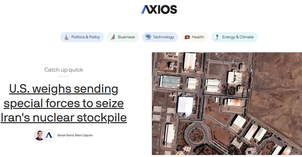 Iran, Axios: Usa valutano l’invio di truppe per sequestrare le scorte di uranio Iran, Axios: Usa valutano l’invio di truppe per sequestrare le scorte di uranio