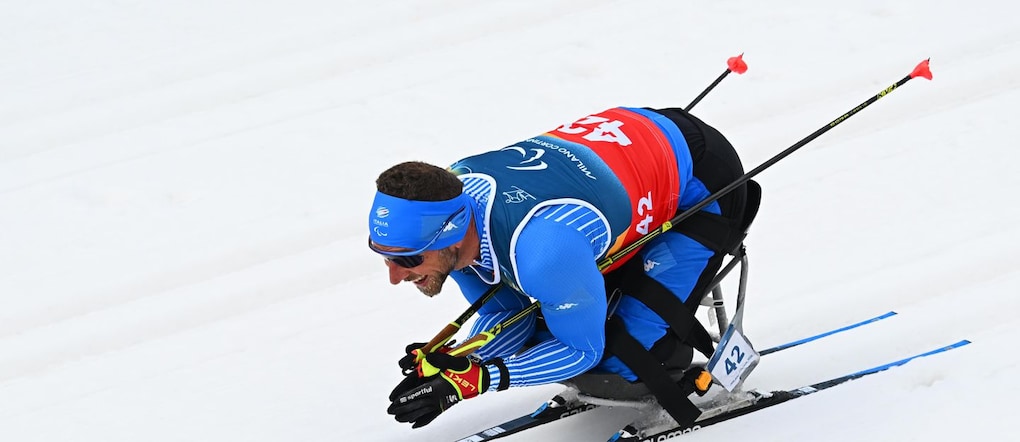 Paralimpiadi Milano Cortina 2026 - Sci di fondo paralimpico - 10 km (con partenza a intervalli) seduti - Stadio di sci di fondo di Tesero, Lago, Italia - 11 marzo 2026. Giuseppe Spatola (Italia)