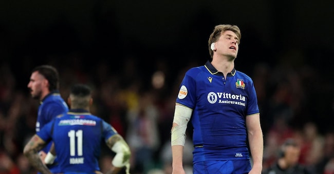 Rugby Union - Six Nations Championship - Wales v Italy - Principality Stadium, Cardiff, Wales, Britain - March 14, 2026 Italy's Federico Ruzza looks dejected after the match Action Images via Reuters/Andrew Boyers