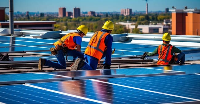 Pannelli solari fotovoltaici  (Imagoeconomica)