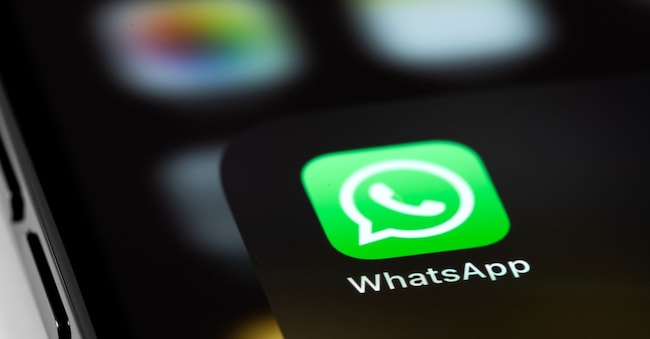 WhatsApp mobile icon app on screen smartphone iPhone macro. WhatsApp is a popular free instant text messaging system for mobile and other platforms. Moscow, Russia - June 15, 2021
