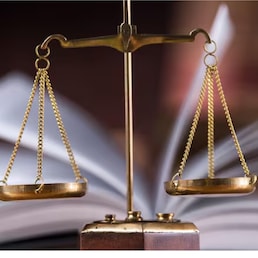 Smart law, legal advice icons and lawyer working tools in the lawyers office showing concept of digital law and online technology of savvy law and regulations .