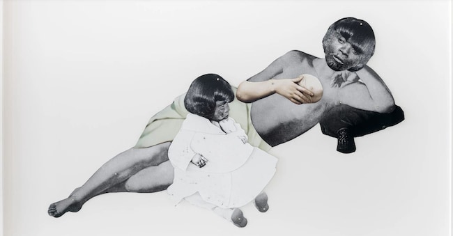 Frida Orupabo, «Untitled», 2019. Pigment print on acid-free cotton paper, mounting tape, split pins, frame 92 x 160 cm. Collection Ingebjørg Folgerø and Ådne Kverneland. Courtesy the artist and Galerie Nordenhake, Berlin / Stockholm / Mexico City.