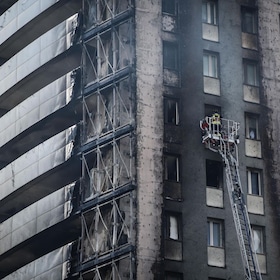 La Torre Moro in via Antonini 32 il giorno dopo lÂ?incendio che lÂ?ha distrutta, 30 Agosto 2021. ANSA/MATTEO CORNER ANSA