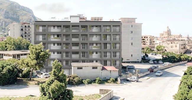 Rendering dell’edificio su cui sarà installato l’esoscheletro